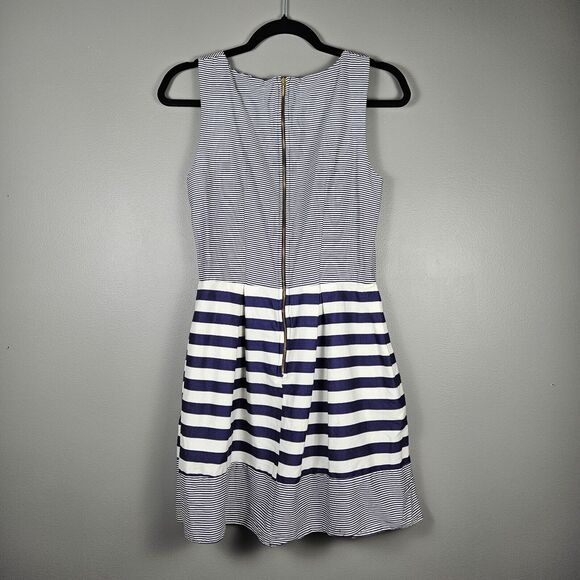 Closet London Navy & White Fit & Flare Sleeveless Dress Size 6 (10 In UK) Stripe - Picture 2 of 6